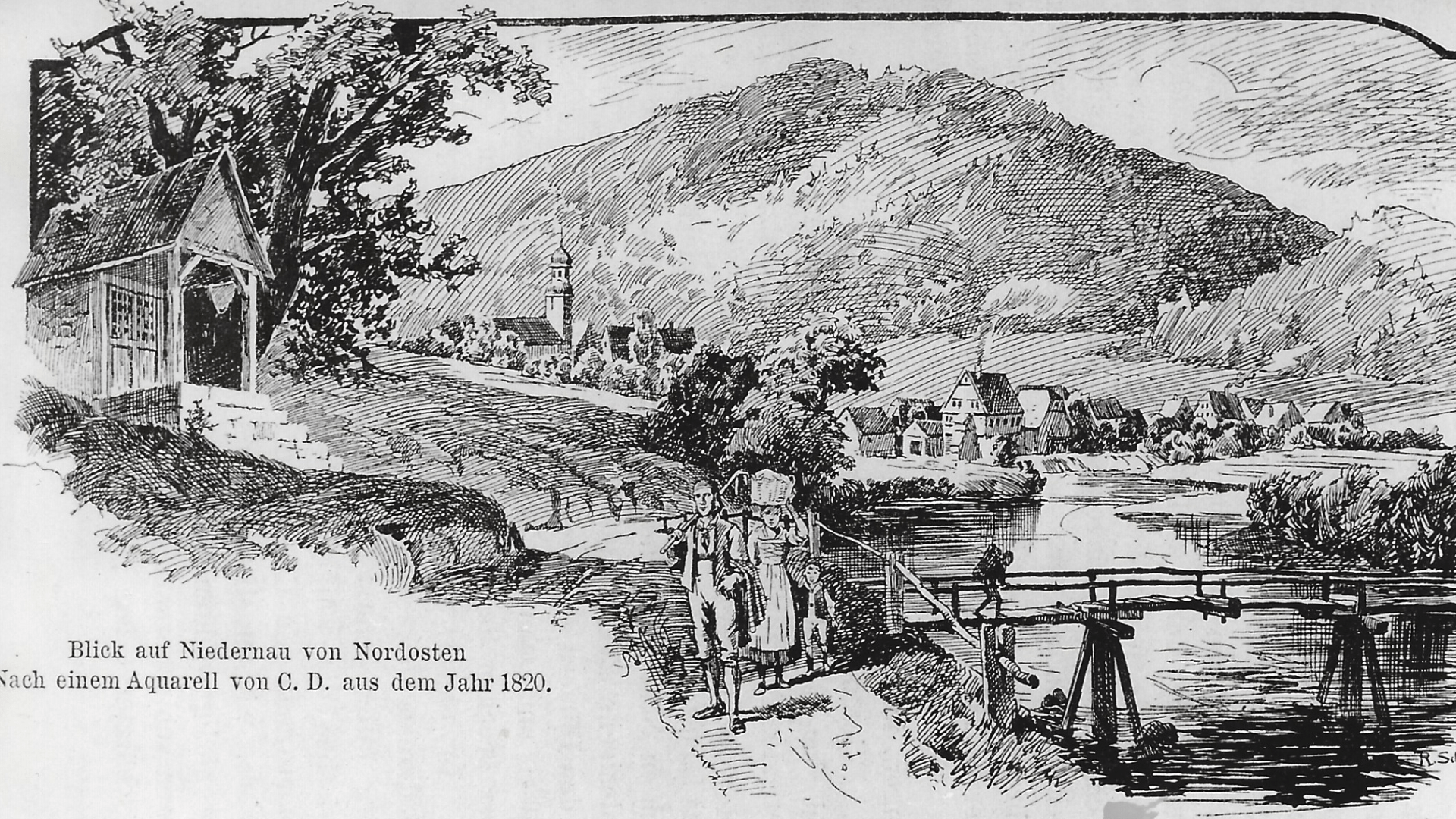 Blick auf Bad Niedernau -Aquarell um 1820  - Foto: :  Archiv Arme Schulschwestern