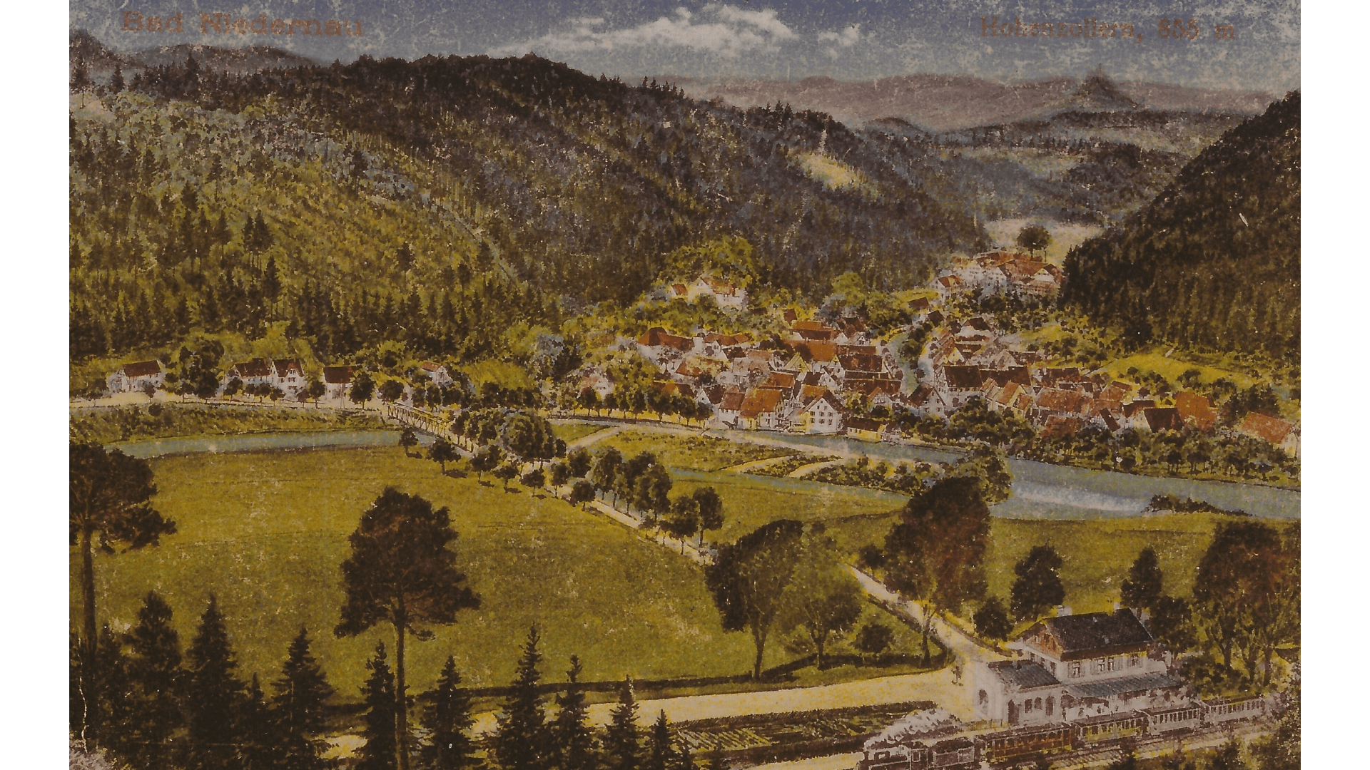 Historische Aufnahme B. Niedernau 1864 -Eröffnung der Bahnstrecke Rottenburg-Eyhach- Foto:  Archiv Arme Schulschwestern