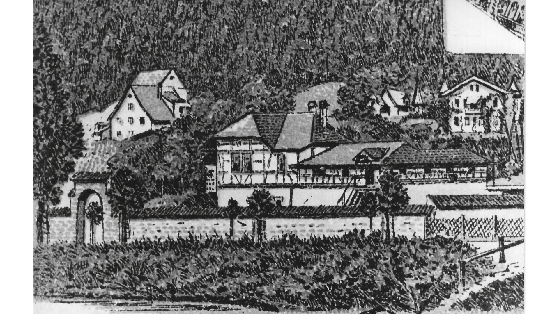 Historische gemalte Ansicht-Fritz Keller Haus -Villa Steiner. Foto:  Archiv Arme Schulschwestern